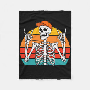 Halloween Rocker Skeleton Cap Cool Punk Rock Men B Fleece Blanket