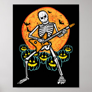 Halloween Rocker Skeleton Guitar Rock Costume Men Poster