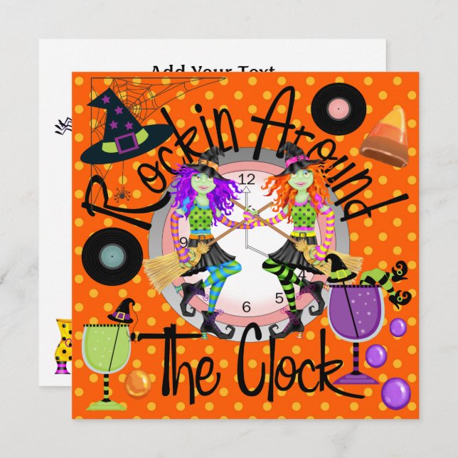 Halloween Rockin' Around the Clock Party Invitation (Front/Back)