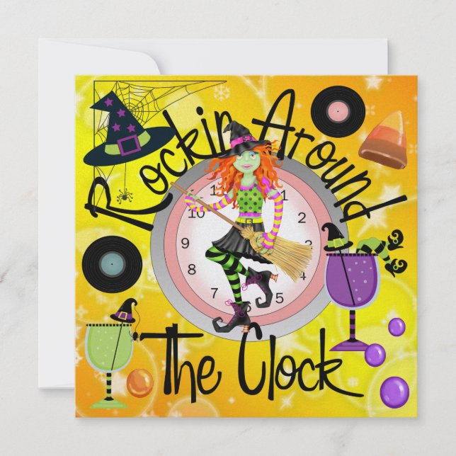 Halloween Rockin' Around the Clock Party - SRF Invitation (Front)