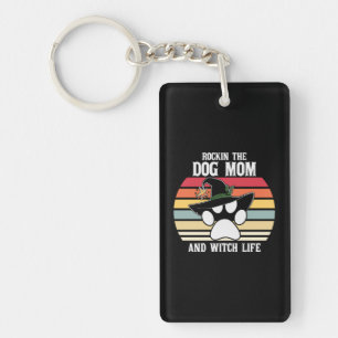 Halloween Rockin the Dog Mom and Witch Life Xmas Key Ring