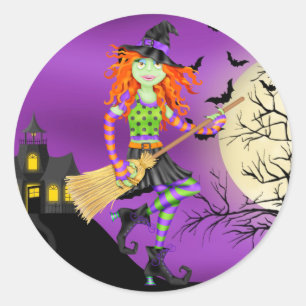 Halloween Rocking Witch - SRF Classic Round Sticker
