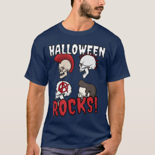 Halloween Rocks Cool Rocker Skulls Skeletons Punk T-Shirt