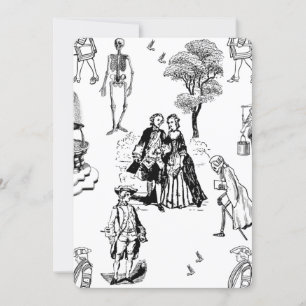 halloween rococo baroque skeleton toile skull invitation