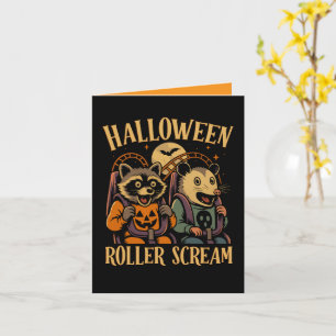 Halloween Roller Scream Racoon and Opossum Card