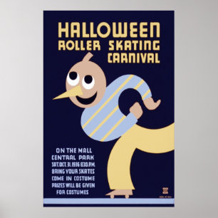 Halloween Roller Skating Carnival Poster