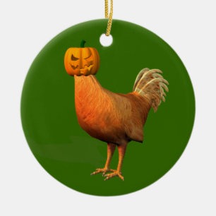 Halloween Rooster Ceramic Ornament