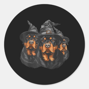 Halloween Rottweiler Dogs Witch Cute Spooky Black Classic Round Sticker
