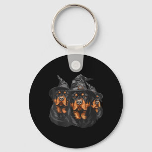 Halloween Rottweiler Dogs Witch Cute Spooky Black Key Ring