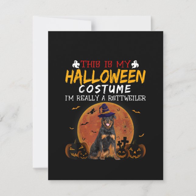 Halloween Rottweiler Funny Dog Costume Lovers Invitation (Front)