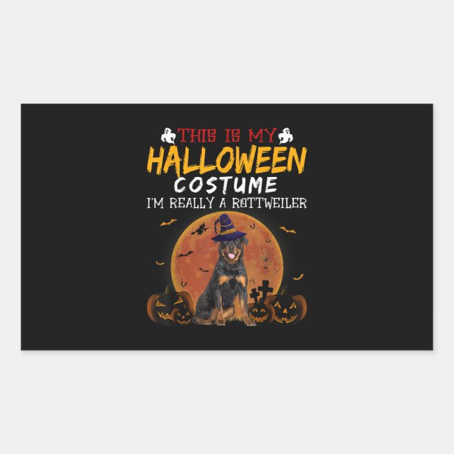 Halloween Rottweiler Funny Dog Costume Lovers Rectangular Sticker (Front)