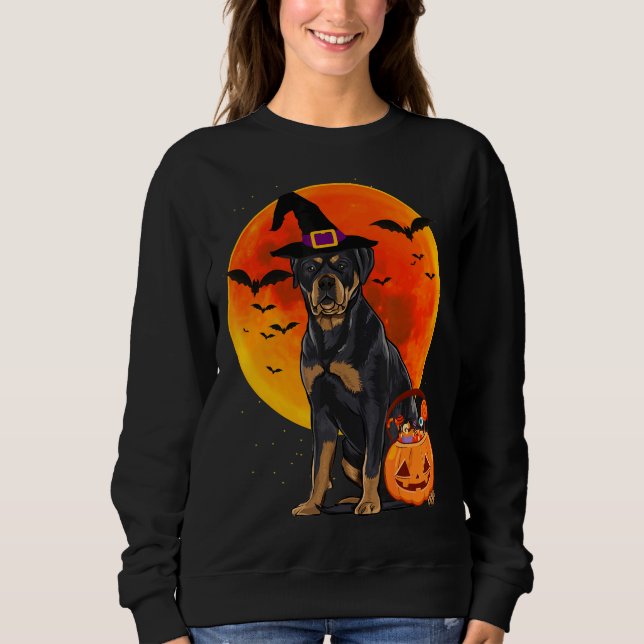 Halloween Rottweiler Jack O Lantern Pumpkin Sweatshirt (Front)