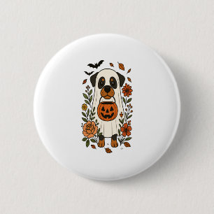 Halloween Rottweiler with Flowers 6 Cm Round Badge