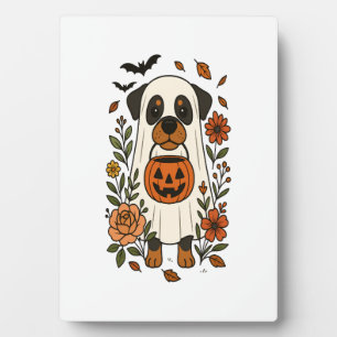 Halloween Rottweiler with Flowers Plaque