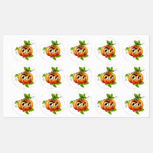 Halloween Round Stickers – Funny Pumpkin Face