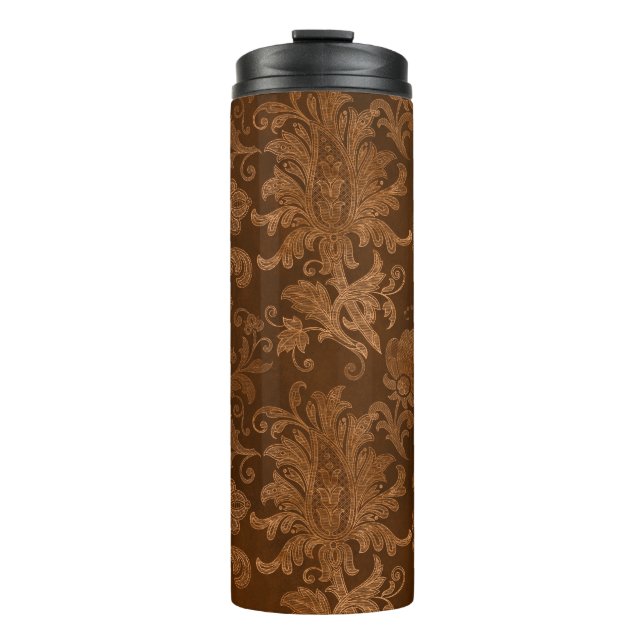 Halloween Royal Floral Damask Thermal Tumbler (Front)