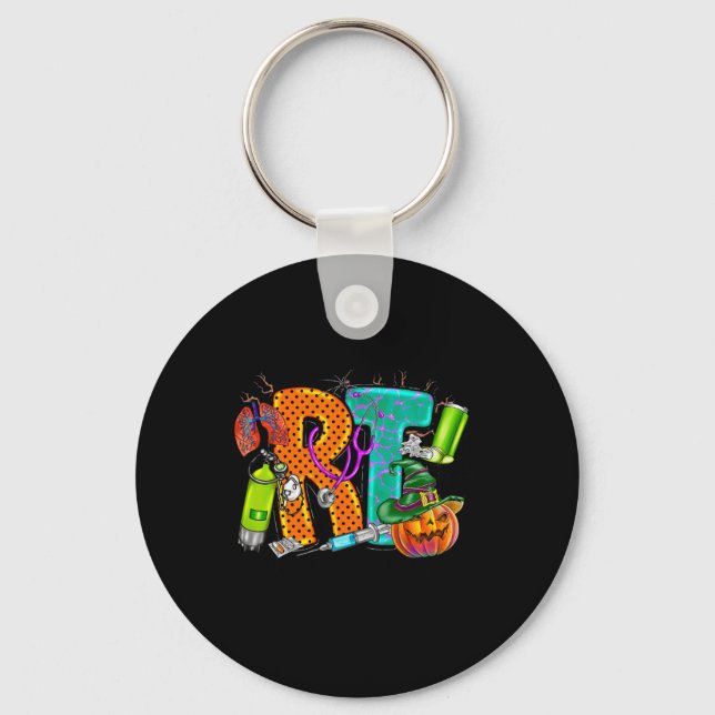 Halloween RT Respiratory Therapist spooky RT pumpk Key Ring (Front)