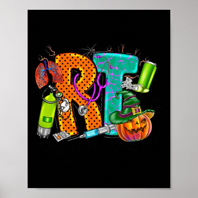 Halloween RT Respiratory Therapist spooky RT pumpk Poster (Front)