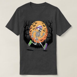 Halloween Runner Skeleton: Graphic Fitness Lovers T-Shirt
