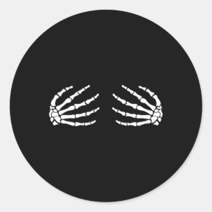 Halloween S Breast Skeleton Hands Breast Fun Costu Classic Round Sticker