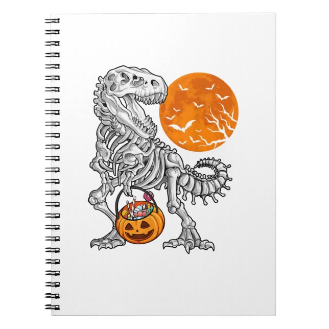 Halloween s for Boys Kids Dinosaur Skeleton T rex Notebook (Front)