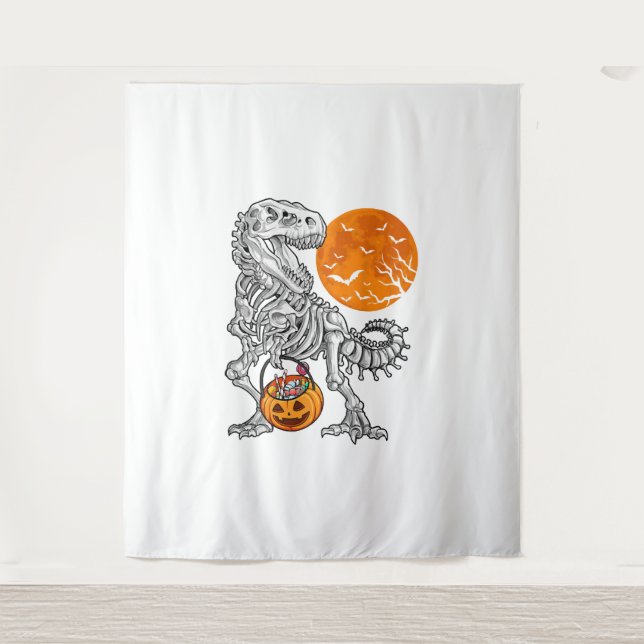 Halloween s for Boys Kids Dinosaur Skeleton T rex Tapestry (Front)