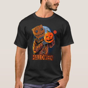 Halloween Sack Masked Man Carrying Pumpkin And Can T-Shirt
