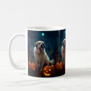 Halloween Saint Bernard With Pumpkins Scary  Coffee Mug