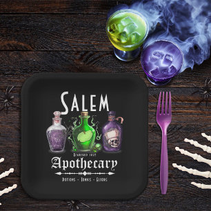 Halloween Salem Apothecary Potions Tonics Elixirs Paper Plate