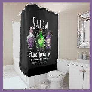 Halloween Salem Apothecary Potions Tonics Elixirs Shower Curtain