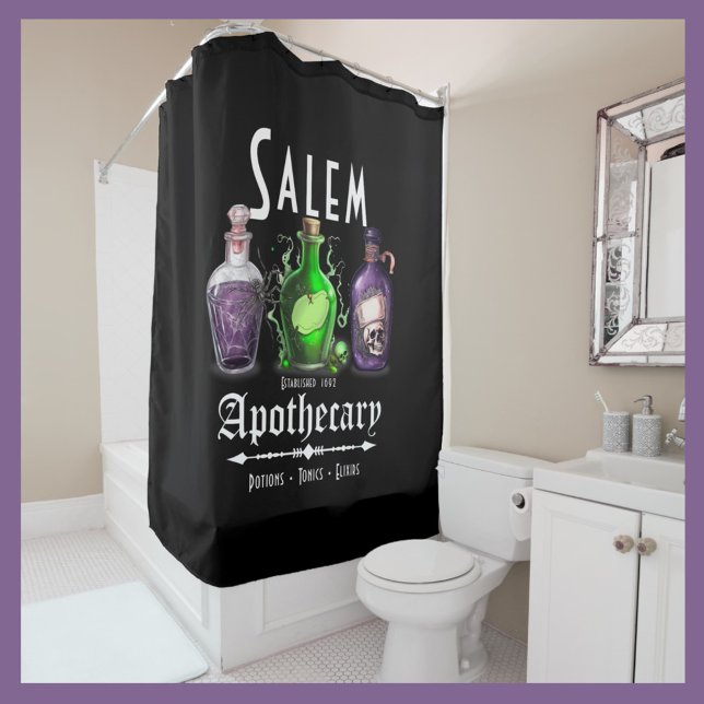 Halloween Salem Apothecary Potions Tonics Elixirs Shower Curtain (Creator Uploaded)