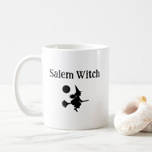 Halloween Salem Witch on Broom Flying Coffee Mug
