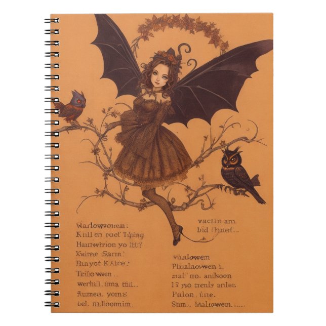 Halloween Samhain Fairy Owl Spider Web Notebook (Front)