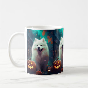 Halloween Samoyed With Pumpkins Scary Coffee Mug