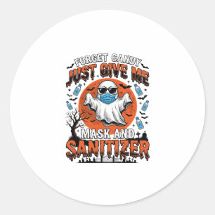 Halloween Sanitizer Funny Ghost Mask Candy_1 Classic Round Sticker