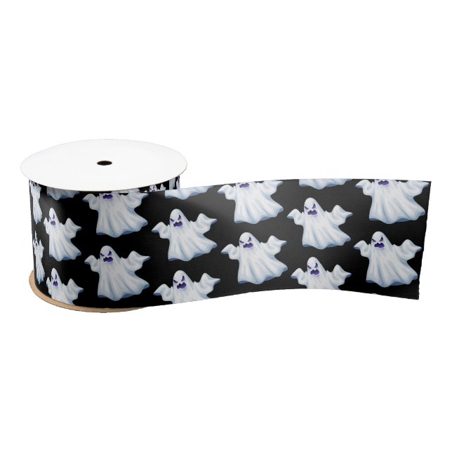 Halloween Satin Ribbon-Ghost Ribbon (Spool)