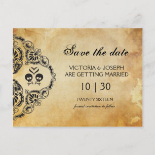 Halloween Save The Date - Skull & Crossbones Announcement Postcard
