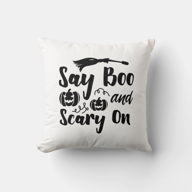 Halloween Say Boo And Scary On Birthday Cushion (Front)