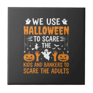 Halloween Scare Kids Bankers Adults Design Ceramic Tile