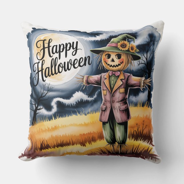 Halloween Scarecrow, Adorable Halloween Scarecrow, Cushion (Front)