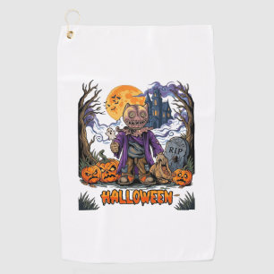 Halloween Scarecrow Candy Sack Pumpkins Haunted Ho Golf Towel