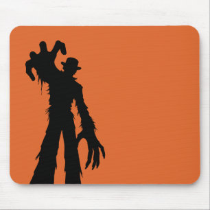 Halloween Scarecrow Creepy Silhouette Orange Mouse Pad