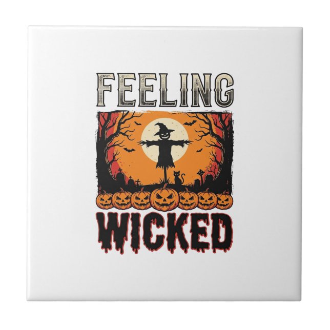 Halloween Scarecrow Feeling Wicked Vintage_1 Ceramic Tile (Front)