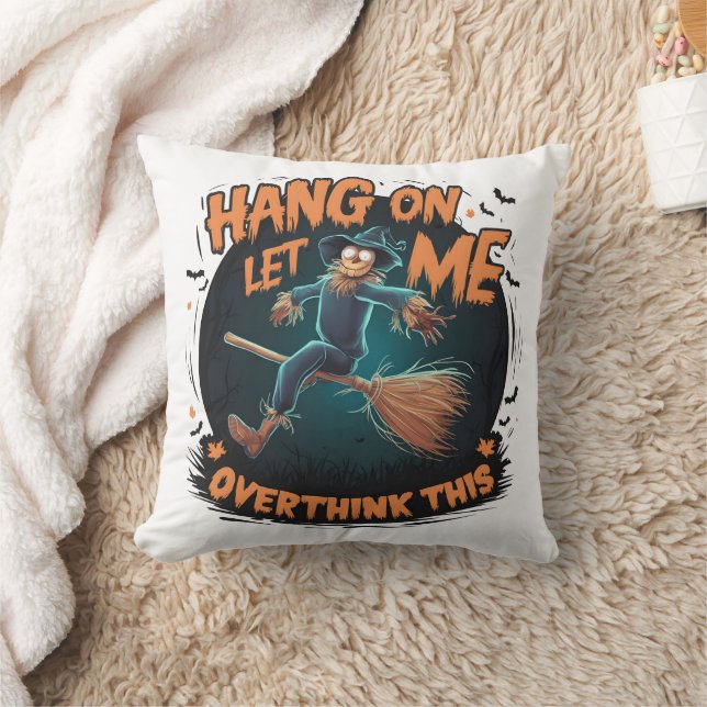 Halloween scarecrow flying through a spooky night cushion (Blanket)
