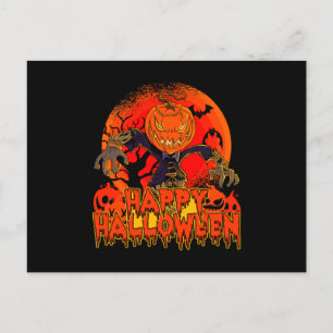 Halloween Scarecrow Halloween Pumpkin Holiday Postcard