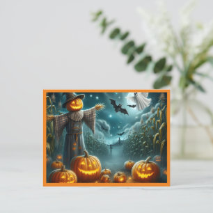 Halloween Scarecrow Holiday Postcard