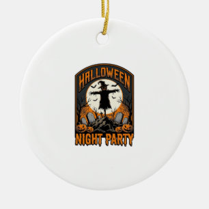 Halloween Scarecrow Shirt Vintage Graveyard Party_ Ceramic Ornament