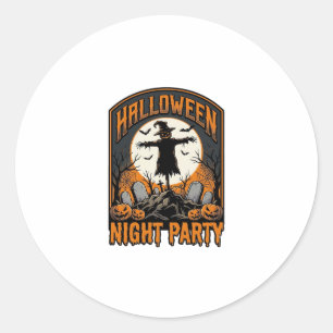 Halloween Scarecrow Shirt Vintage Graveyard Party_ Classic Round Sticker