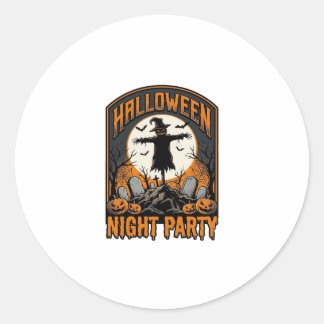 Halloween Scarecrow Shirt Vintage Graveyard Party_ Classic Round Sticker