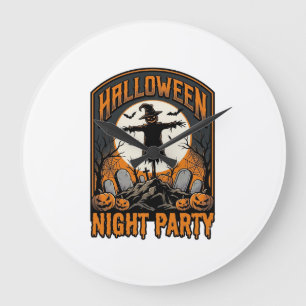 Halloween Scarecrow Shirt Vintage Graveyard Party_ Large Clock